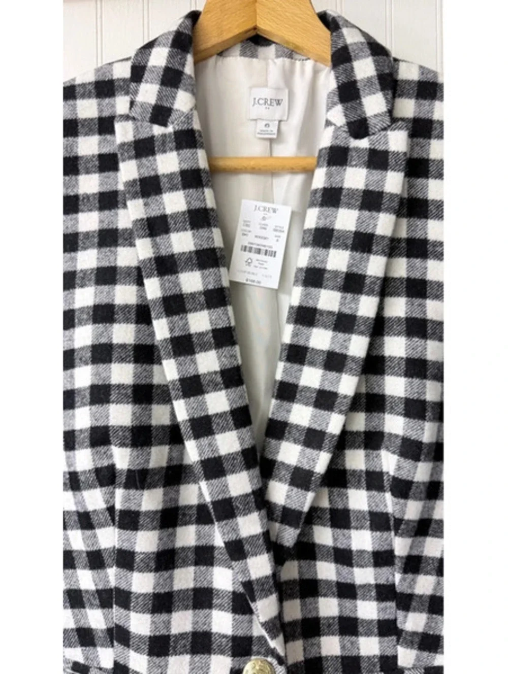 J Crew one button blazer buffalo check new size 6 wool